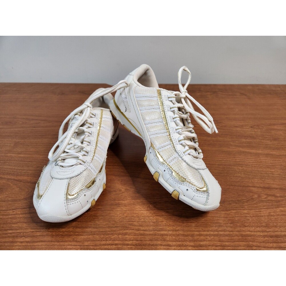 Danskin Now Libby White Gold Sneakers Leather Upper Size 6 Non Marking